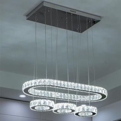 China Modern New Design Creative Oval Crystal Hanging Chandeliers Light Ceiling Lights Home Decor Stainless Steel Chandeliers for sale