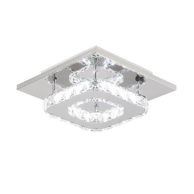 China Surface Mounted Modern Crystal Square Ceiling Lamp Aisle Light Single LED Balcony Lighting for sale