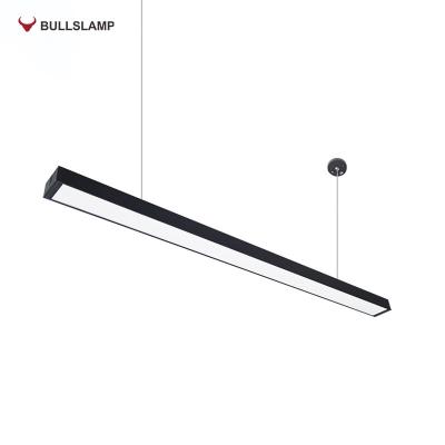 China OEM SMD Modern Linear Aluminum Black Ceiling Lamp Commercial 24W Office Hanging Lighting LED Pendant Light for sale