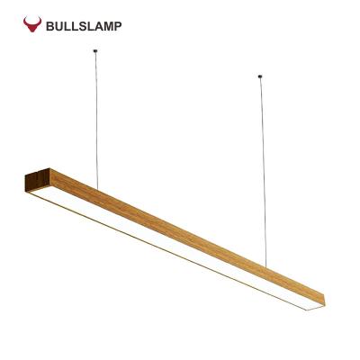 China 1.2m Office Decorative Corridor Suspended Continuous Linkable Lighting System Suspended Linear Pendant Light Wood for sale