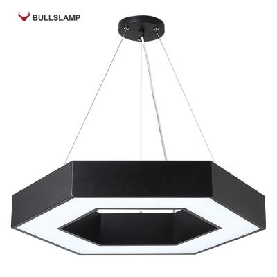 China Hexagonal Linear Light Artistic Aluminum Led Pendant Fixture Recessed Ceiling Suspended Light for sale