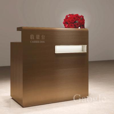 China LED luxury mounted gold plating stainless steel cashier counter desk furniture design for jewelry store for sale