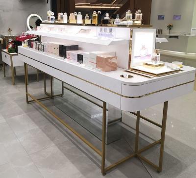 China Wooden MDF Retail Display Cosmetic Counters Stands Perfume Display Unit for sale