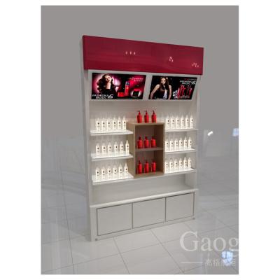 China MDF Wooden Led Cosmetic Display Rack Display Cabinet And Showcase for sale