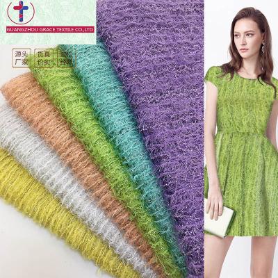 China High Quality African Anti Pill Plush Fabric With Silver Yarn Material Lace Fabric For Dance Dress for sale