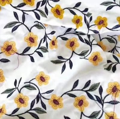 China Cotton Anti Pill Fashion 100 Woven Embroidery Fabric For Dress for sale