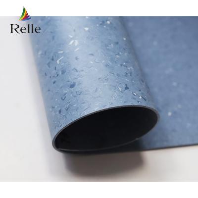 China Relle Blauw en Wit Granit Homogene Antibacteriële Vinyl Flooring Roll met PUR-coating Te koop