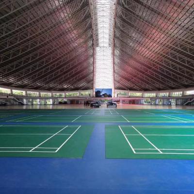 China Indoor Relle PVC Sport Badminton Court BWF Floor Mat 6.0mm 1.0mm/1.2mm Wear Layer for sale