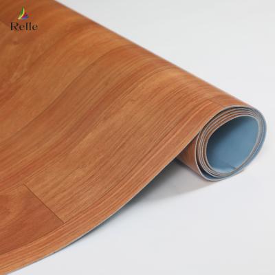 China Restaurant Linoleum Flooring Rolls Wood Look UV Resistant Heterogeneous Sheet for sale