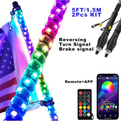 China Wholesale 3ft 4ft 5ft 6ft Antenna Light 300 Colors With Brake Turn RGB Hunting Led Whip Light Universal for sale