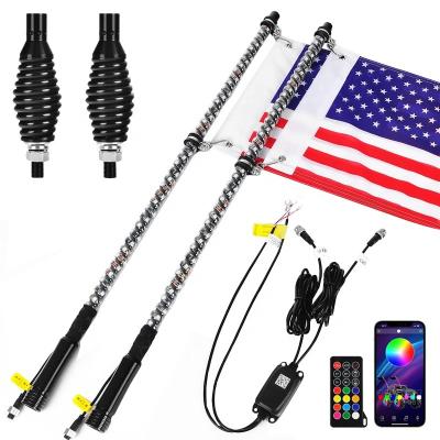 China Bestselling 4FT RGB Multicolor Flag Pole Lights Utv Whip Light Set GS-HT4F-2P for sale