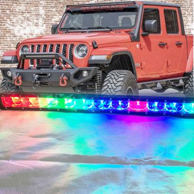 China 32inch Color Changing Offroad Slim Light Bar 12v 24v RGB Hunting Led Strobe Light Bar By App & Remote Control All for sale