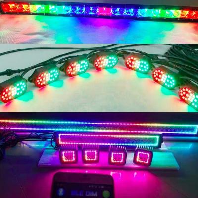 China New Led Rock Light Music App Hunting Control RGB Led Double Row Light Bar Single Array Off Road Light GS-RLD for sale