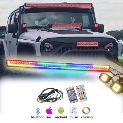 China 50inch RGB Chasing Halo Multi Color Light Bar And Led Work Light App&Remote Synchronous Control For All Terrain Truck for sale