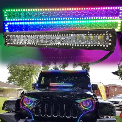 China Wholesale Led Light Bar With RGB Halo Ring Multicolor Chasing Work Light Lamp Bluetooth APP Motor Control All for sale