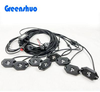 China Hot RGB Led Rock Lights Harness Kit Underglow Neon Led Lights Kit 8 Pods Bluetooth App & Control GS-RGB8P for sale