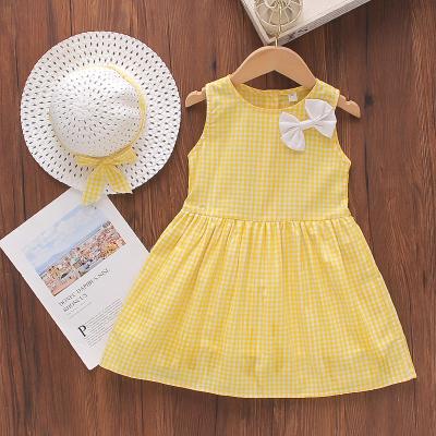 China New Arrival Baby Ceremony Party Princess Yellow Dress Girls Sweet Bow Dress for sale