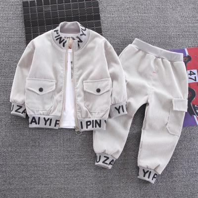 China New Polyester/Cotton Children's Clothing Boys and Girls Baby Suit Jacket Korean Infant T-shirt Pants Three-Piece Suit for sale