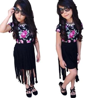 China 2021 New Fashion Girls Viable Dresses Dresses Children's Two-piece T-shirts And Jeans Sets Kids Cotton Sets for sale