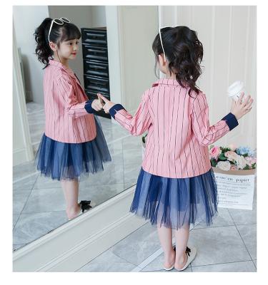 China 2021 Korean Style Viable Children's Suit Girls Autumn Wholesale New Jacket Small Net Yarn Red Skirt Suit for sale