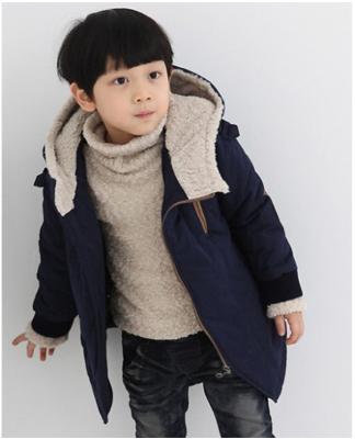 China 2021 Children's Big Boy Lamb Cotton Breathable Jacket Boys Thicken Plus Velvet Cotton Mid Long Coat for sale