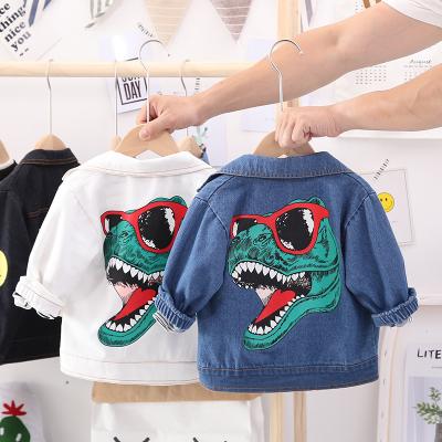 China New Spring Breathable Baby Boys Long Sleeves Dinosaur Printed Denim Jacket Kids Autumn Children Clothing for sale