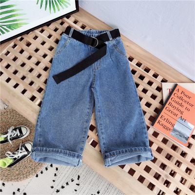 China Breathable Children Loose Jeans Autumn New Fashion Baby Girl 2021 Wide-leg Pants Cropped Pants for sale