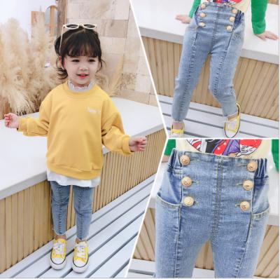 China 2021 Children's Breathable Jeans Spring And Autumn New Style Little Girl High-waist Thin Pants for sale