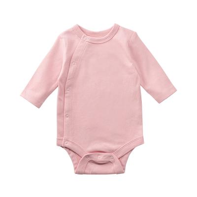 China Cozy Baby Clothes Long Sleeve Knitted Muslin Cotton Muslin Neutral Simple Minimalist Baby Boy Clothes Rompers Newborn Infant Snap Button for sale