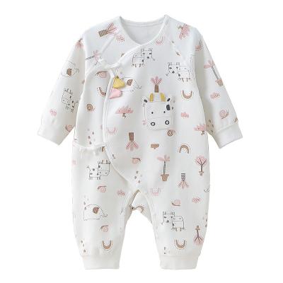 China Cozy baby clothes sellers custom high quality knitted printed newborn baby rompers jumpsuit clothes long sleeve autumn winter pajamas for sale