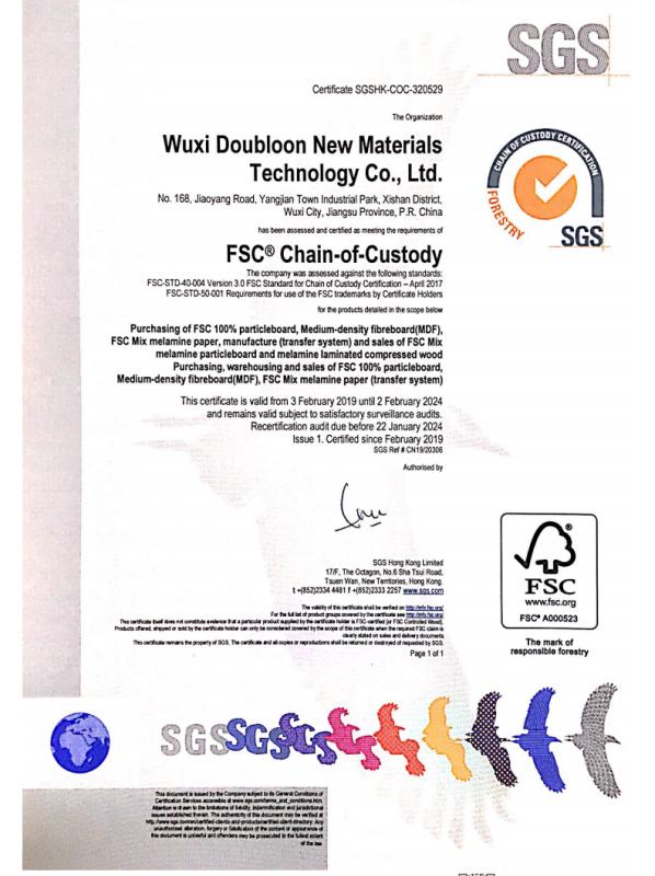 FSC - Shanghai Doubloon Decorative Materials Co., Ltd.