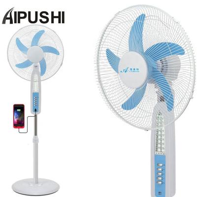 China Wholesale Solar / DC Rechargeable / Electric Fan 16 Inch 18 Inch 12V /Battery Standing 12 24 Volt AC/DC Solar Rechargeable Power Fan 5blade With USB Output And LED Lamp for sale