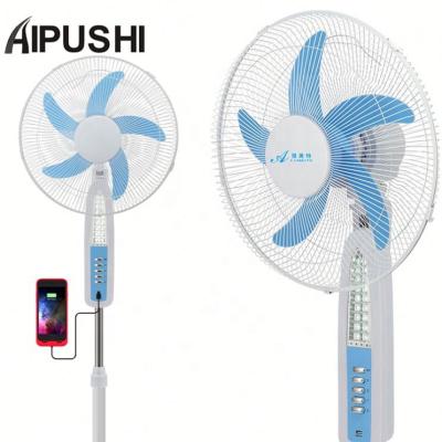 Китай 16inch China Factory DC 16Inch Stand Fan 12V 18inch AC/DC Solar Rechargeable Power 5blade Fan With 5V USB Output And LED Light Remote продается