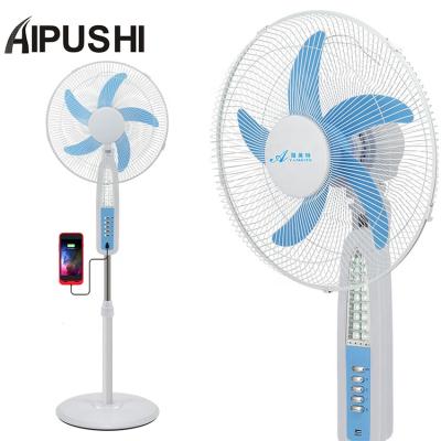 China Cheap Solar/DC Rechargeable/Electric /Battery AC/DC 12V 16 Inch 18 Inch Rechargeable Fan Stand Solar Fan With LED Lamp And 5V 2A USB With Battery Clip à venda