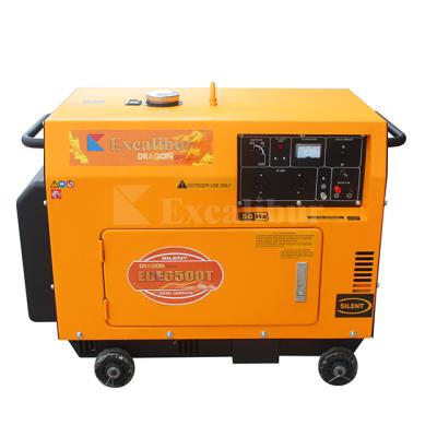 China Excalibur Dragon Series 5kw Silent Generator Price EDE6500T for sale