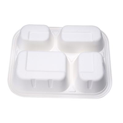 China Microwavable Ecopack Rectangle Biodegradable Disposable Sugarcane Bagasse Food Lunch Packaging For Food Recycled Paper Pulp Box for sale