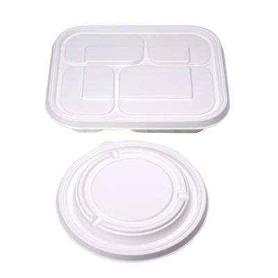 China Microwavable PFAS Free Eco Friendly Disposable Biodegradable Fast Food Pulp Container Bagasse Paper Takeaway To Go Lunch Box for sale