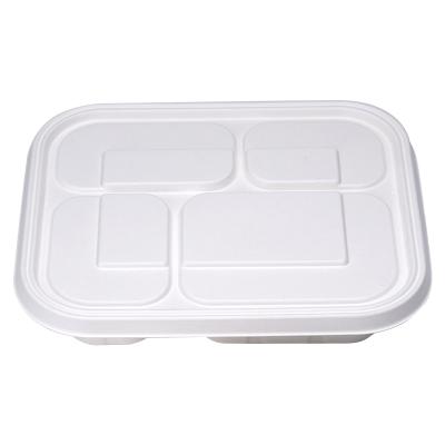 China Microwavable Disposable Paper Boxes Recyclable wheat straw fiber lunchbox 750Ml Divider 7 Piece Microwave Ombu Bento Box Lunch Box for sale