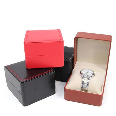 China New Design Simple Watch Squares High Quality PU Leather Watch Box With Pillow for sale