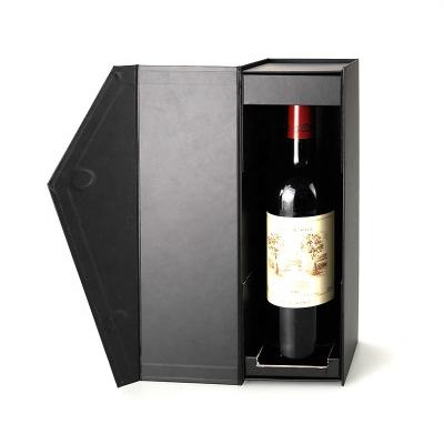 China Recycled Materials Cheap Price Custom Logo Luxury Black Flat Cardboard Closure Paper Wine Bottle Folding Magnetic Gift Box Magnetic Gift Box for sale