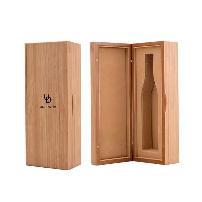 China Handmade Luxury Matte Finished Natural Solid Wood Simple Wooden Box Bottle Wine Box Wine Veneer Packaging Custom Logo for sale