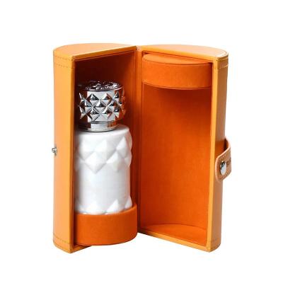 China Recycled Custom Luxury Leather Materials PU Cosmetics Storage Box Perfume Packaging Gift Box For Women for sale