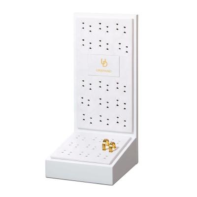 China White Leather Logo Ring Jewelry Holder Stand Wholesale Custom Jewelry Display Factory Price PU Rings Jewelry Display for sale