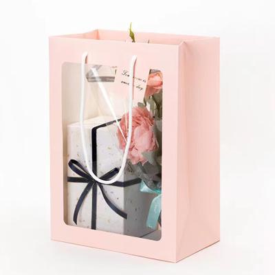 China Material Manufacturer Recycled Wholesale Transparent Flower Valentine's Day Flower Packaging Bag Window Gift Bag for sale