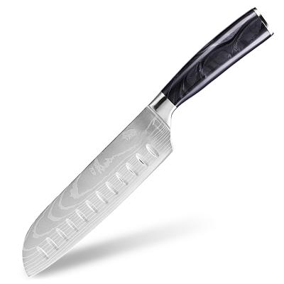 China Professional Japanese Steel Vegetable Cooking Tool 7 Inch Viable High Carbon Meat Damascus Kitchen Santoku Knife Stainless Steel Knives for sale