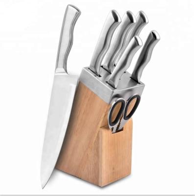 China Sustainable Hot Selling Amazon Chef Special Knife Stainless Steel 6 Piece Kitchen Knife Set With Wood Block for sale