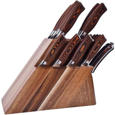 China Sustainable 17 PCS Kitchen Knives Set With Steak Knife Andwood Knife Block for sale