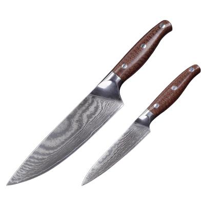 China New Disposable Item Set Handmade VG10 67 Layers Damascus Steel 8 Inch 5 Inch Damascus Knife Set for sale