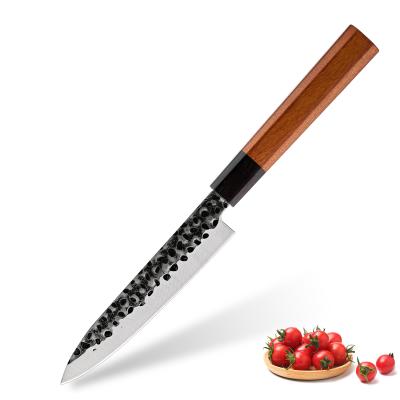 China 5 Inch Sustainable Serving Knife Forged Fruit Knife With Octagonal Handle Stainless Steel Chef Knife for sale