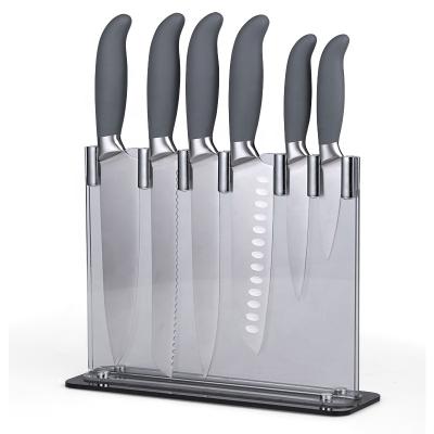 China Viable Wholesale Professional SILVER Chef Knife OEM/ODM Cavity Handle Stainless Steel 6 PCS Kitchen Set for sale